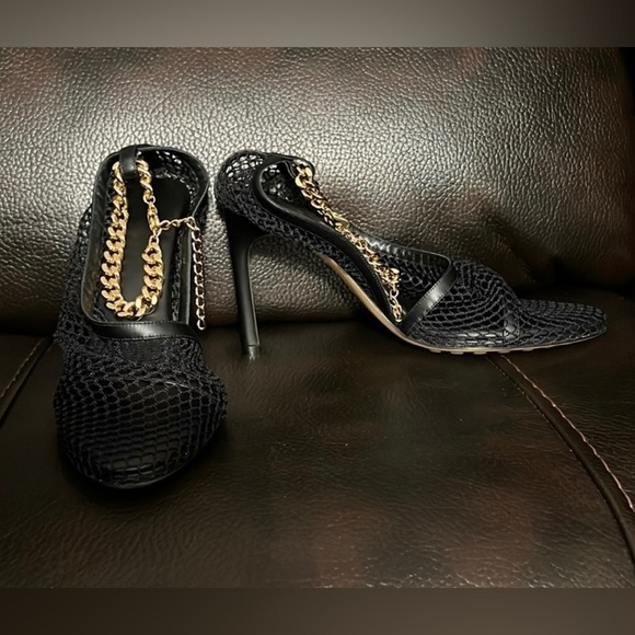 ONE DAY SALE! Bottega Veneta Women's Stretch Chunky Chain Pumps Mesh Leather NWB - Picture 3 of 8